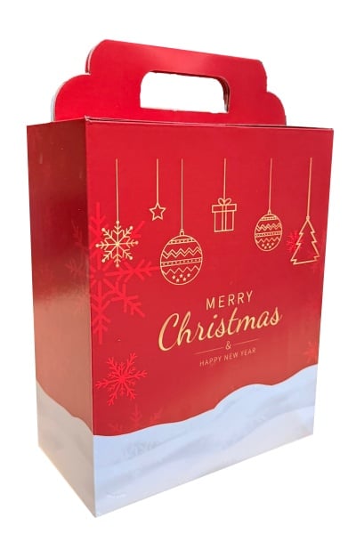 Cutie cadou design Craciun, rosie, 260x140x330 mm